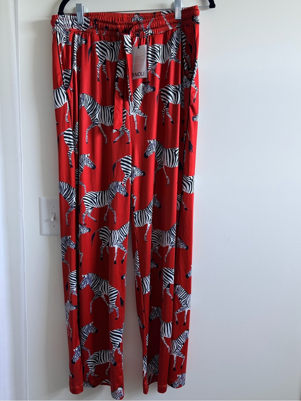 Noli Red Lounge Pants with Black & White Zebra Print
